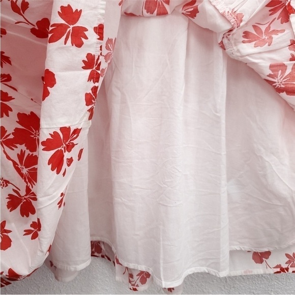 J CREW Hibiscus Floral Puff Sleeve Midi Dress Sz 14 - Picture 9 of 11